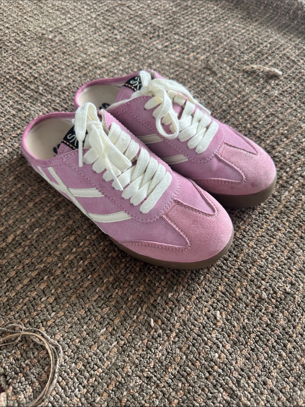 Women’s Pink Suede Lace-Up Sneakers